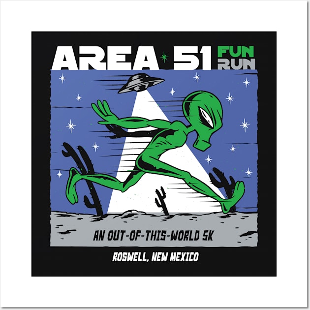 Area 51 Fun Run // Funny Running Alien Wall Art by SLAG_Creative